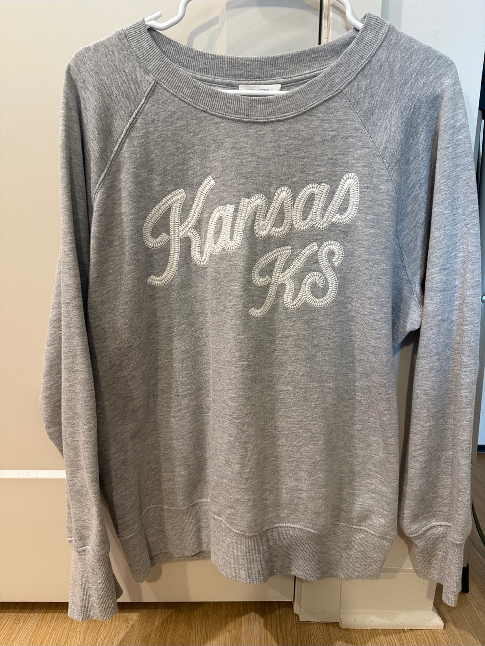 Maurices Gray Crewneck Sweatshirt with White 'Kansas KS'